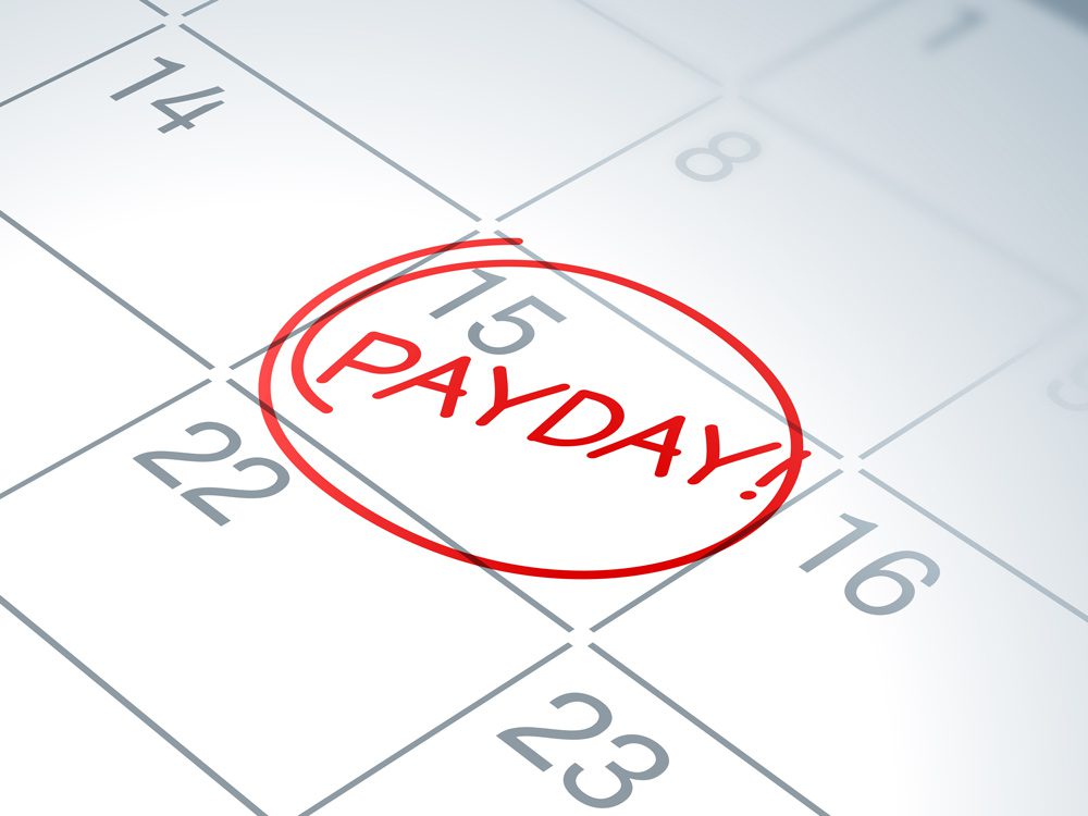 payday circled on calendar